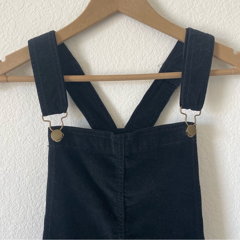 Black Corduroy Overall Skirt with Front Pockets - Picture 2 of 7
